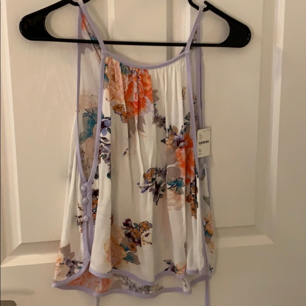 Free People white/ lilac floral tank